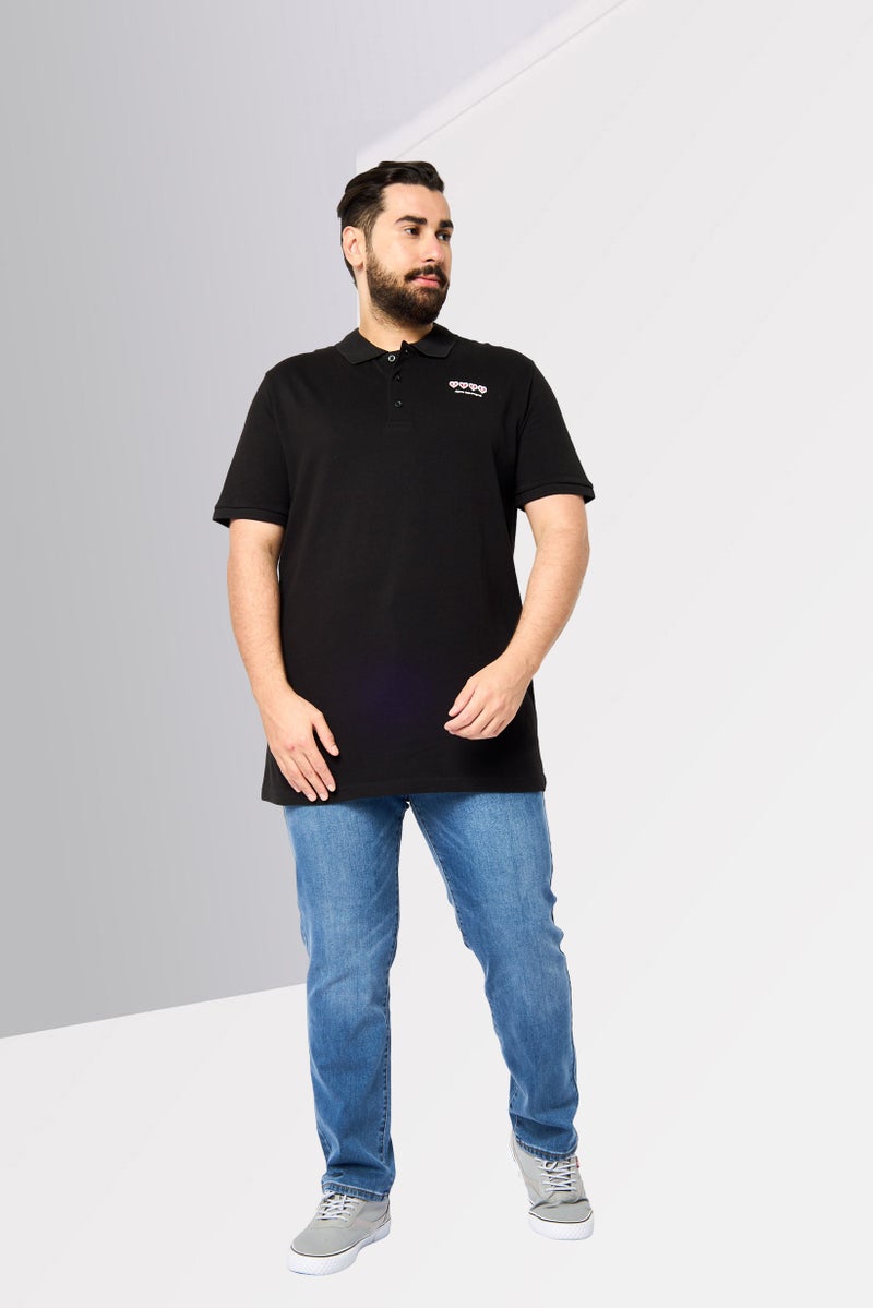 JOHN RICHMOND Men Regular Fit Short Sleeve Brand Logo Polo Shirt,  Black - Image 3