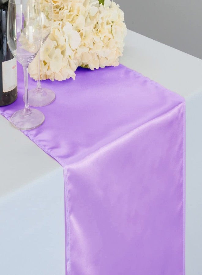 LTC LINENS LinenTablecloth 14 x 108-Inch Satin Table Runner Lavender - Image 1