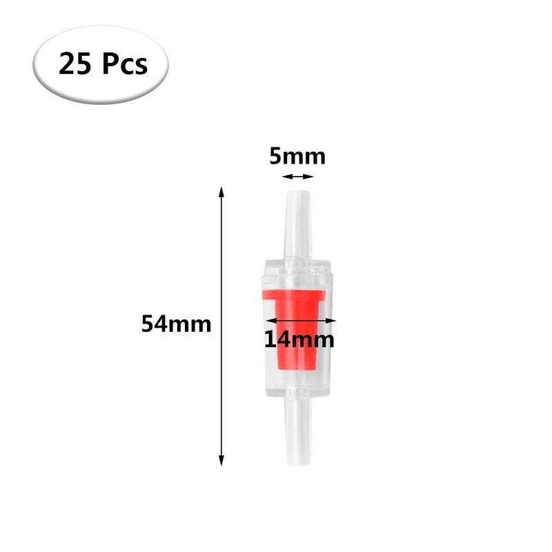 Meridian onlyfly 25‑Piece Red Clear Plastic One‑Way Aquarium Air Pump Check Valves - Image 2