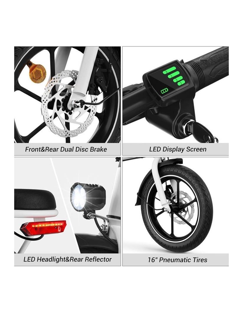 Windhorse Folding Electric Bike with 350W High Speed Motor, 36V 8AH Battery, 40 KM/H Speed, 35 KM Range, Dual Disk Brakes, Carbon Alloy Frame and 16 Inches Tires, Portable Electric Bike with Dual Seat  - Image 5