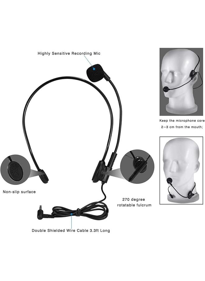 erorex - Portable Voice Amplifier Mini Voice Amplifier Wired Headset Microphone Speaker Set For Teachers 15W Rechargeable Lightweight Personal Mic For Classroom Tour Guides Instructors And Presentation - Image 1