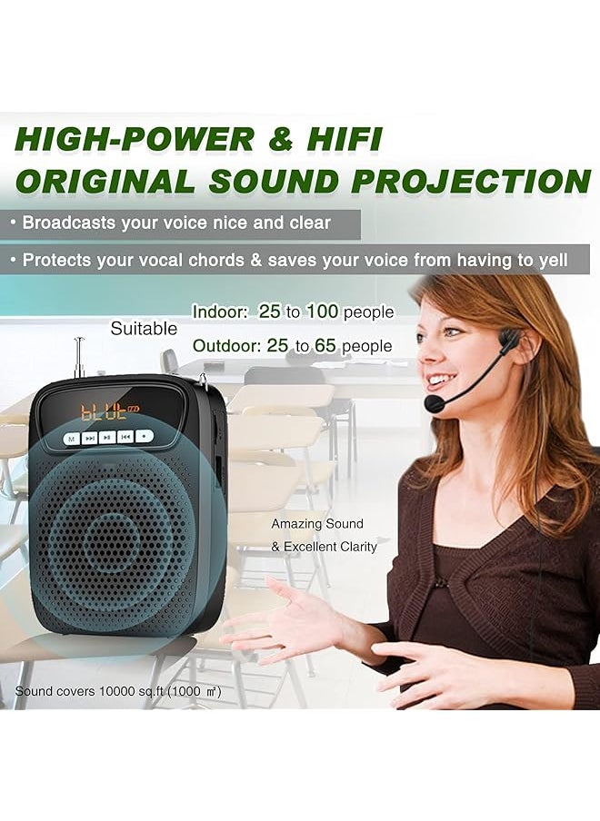 erorex - Portable Voice Amplifier Mini Voice Amplifier Wired Headset Microphone Speaker Set For Teachers 15W Rechargeable Lightweight Personal Mic For Classroom Tour Guides Instructors And Presentation - Image 1