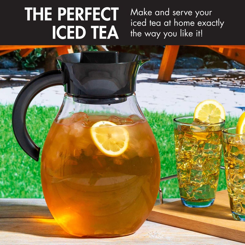 Primula The Big Iced Tea Maker and Infuser, Plastic Beverage Pitcher with Leak Proof, Airtight Lid, Fine Mesh Reusable Filter, Made without BPA, Dishwasher Safe, Black - Image 2