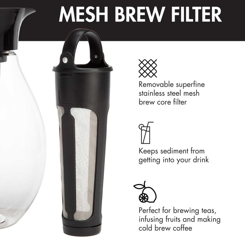 Primula The Big Iced Tea Maker and Infuser, Plastic Beverage Pitcher with Leak Proof, Airtight Lid, Fine Mesh Reusable Filter, Made without BPA, Dishwasher Safe, Black - Image 5