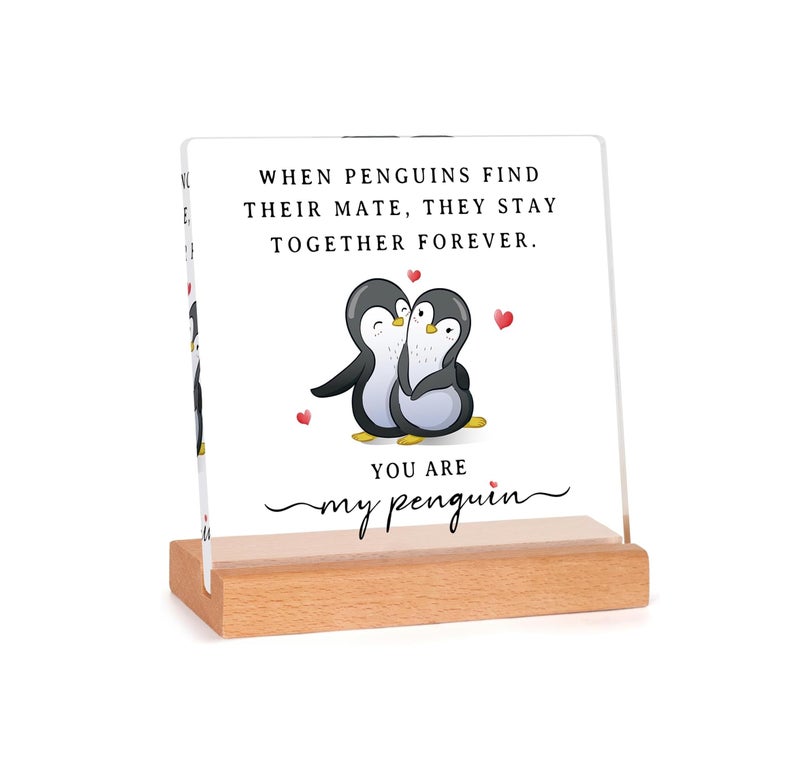 BS AMOR Valentines Day Gifts - Wedding Anniversary Acrylic Plaque For Men Women, Birthday Gifts For Boyfriend Girlfriend 5x4 inch,Transparent - Image 1