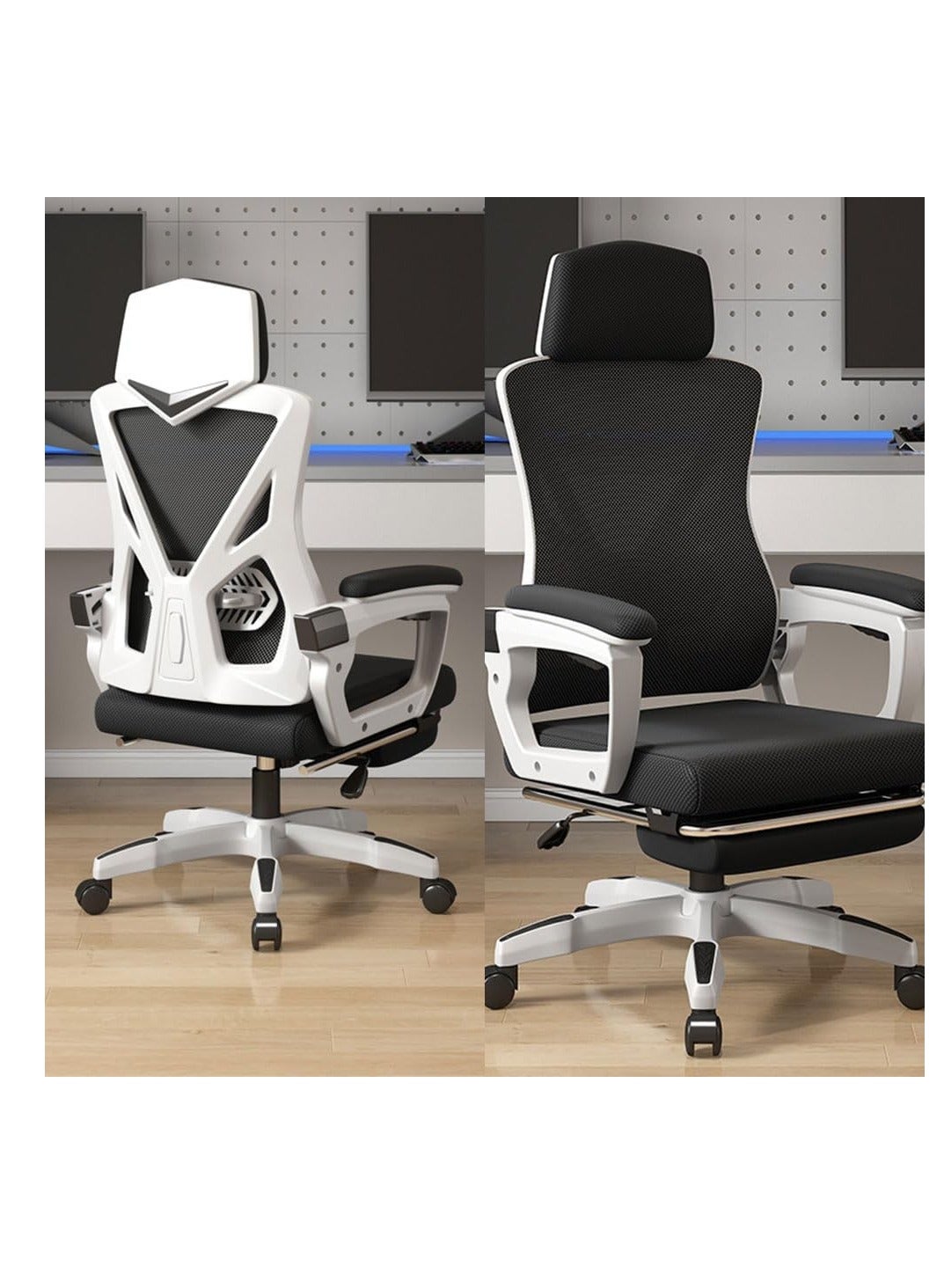 Height and Backrest Adjustable Office Chair, Comfortable Computer Chair with Soft Sponge Footrest, Liftable Gaming Chair, Study Working Ergonomic Chair for Home Desk Table, Boss Excutive Chair (z1-White)