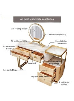 AWD Dressing Vanity Table Set with LED Lighting Mirror, Make up Desk Multi-Functional Storage Drawers and Chair, Vanity Makeup Table 100cm for Bedroom Organizing Home Furniture  - Image 2