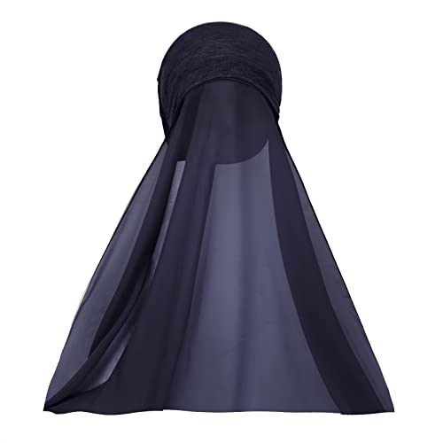 NICEYST Chiffon Instant Hijab for Women Muslim Under Scarf Tube Cap with Veil Fashion Islam Solid Color Headscarf Turban Wrap - Image 3