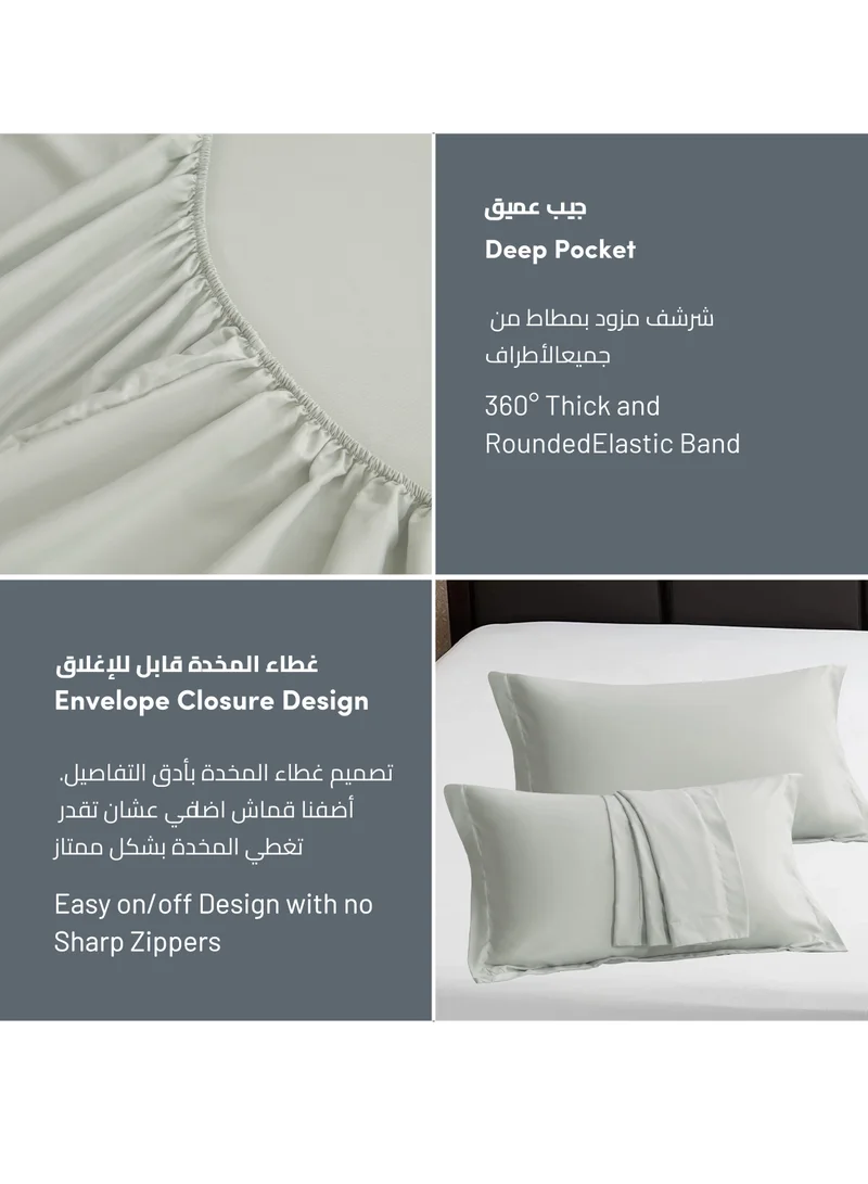 Donetella Bedding Fitted Sheet 2-Pcs Single Size Solid Bed Sheet Set Fits(90x190CM) With Pillowcases And 30 CM Extra Deep Brushed Microfiber Bed Sheet,Mercury