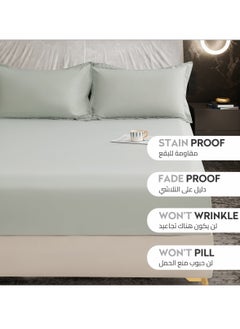 دوناتيلا الفراش المجهزة ورقة 2 قطعة حجم واحد الصلبة غطاء سرير مجموعة يناسب (90 * 190 سنتيمتر) مع سادات و 30 سنتيمتر اضافية عميق نحى ستوكات غطاء سرير ، الزئبق  - Image 4
