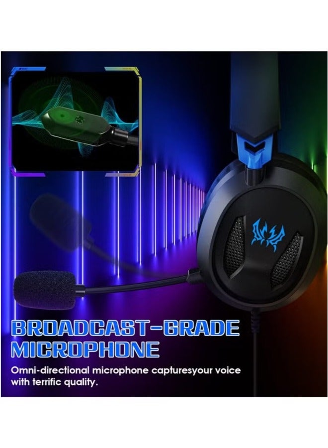Kotion Each G3100 Pro Gaming Headset Wired Stereo Over-Ear Headphones With 3.5mm Jack For Laptop PC Mobile And Tablet with LED Lights  - Image 3