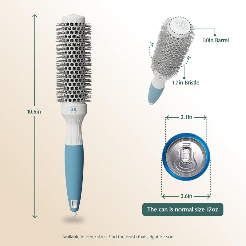 Osensia Round Brush for Blow Drying - Extra Small Ceramic Thermal Ionic Roller Brush for Sleek, Salon Blowout - Lightweight Round Hair Brush for Precise Styling and Manageable Hair (Bristle 1.7in, Barrel 1in) - Image 2