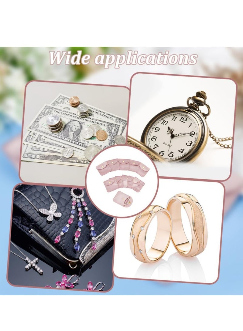12 Pcs Pink Velvet Jewelry Pouches, 3.15x3.15x0.3", with Snap Button, Storage of Rings, Bracelets