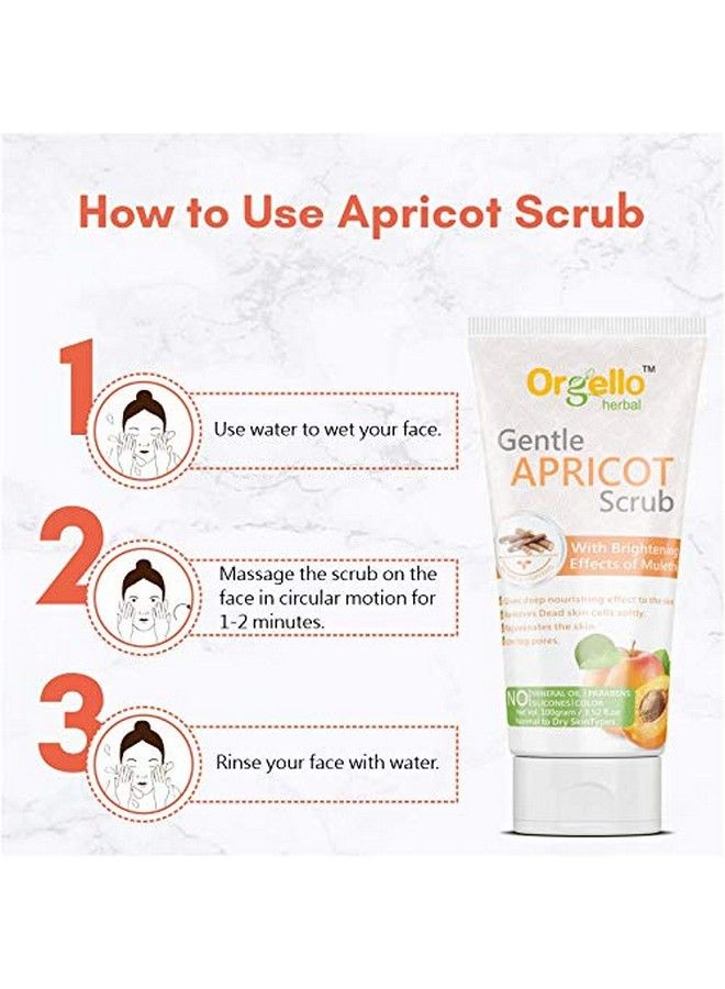 Orgello Herbal Exfoliating Whitening Apricot Face Scrub (1 X 100 G) For Normal Oily Dry Skin Enriched With Liquorice Turmeric Neem Oil Sls & Parabens Free - Image 5
