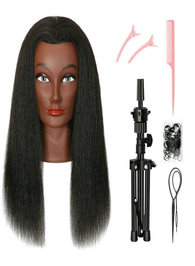 FUTAI African American Mannequin Head 100% Real Human Hair Manikin Doll Style Head for Practice Braiding Styling Cosmetology Training with Tripod Stand - Image 1