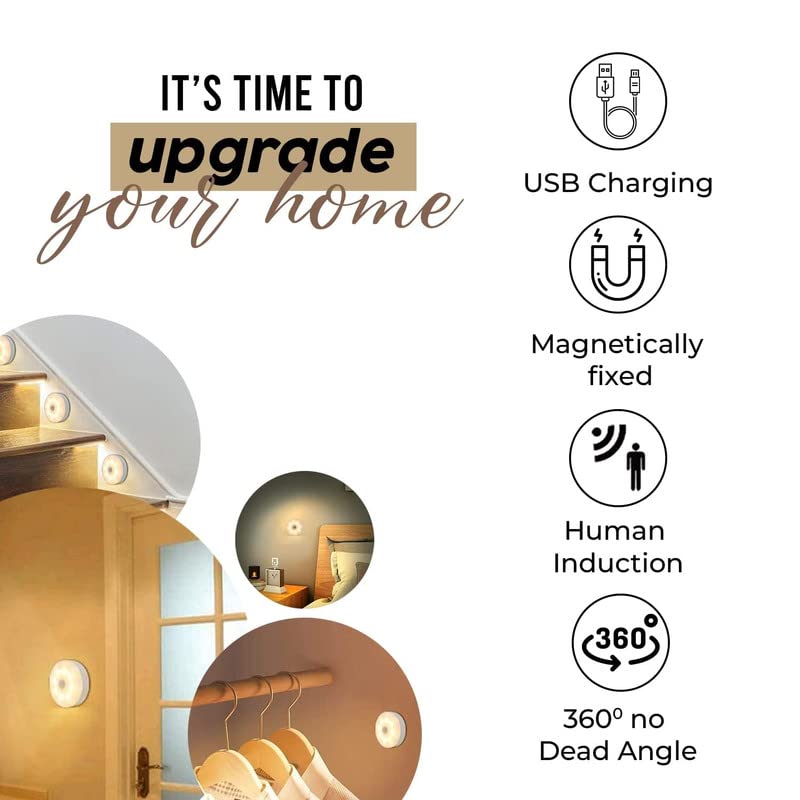 Granthi Enterprise Motion Sensor Light with USB Charging for Indoor Outdoor Uses Wireless Self Adhesive LED Magnetic Motion Activated Light Motion Sensor Rechargeable Light Pack of 3 - Image 2