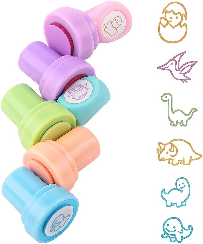 FITTO 6 Pieces Assorted Dinosaur Stamps 25mm - Image 1