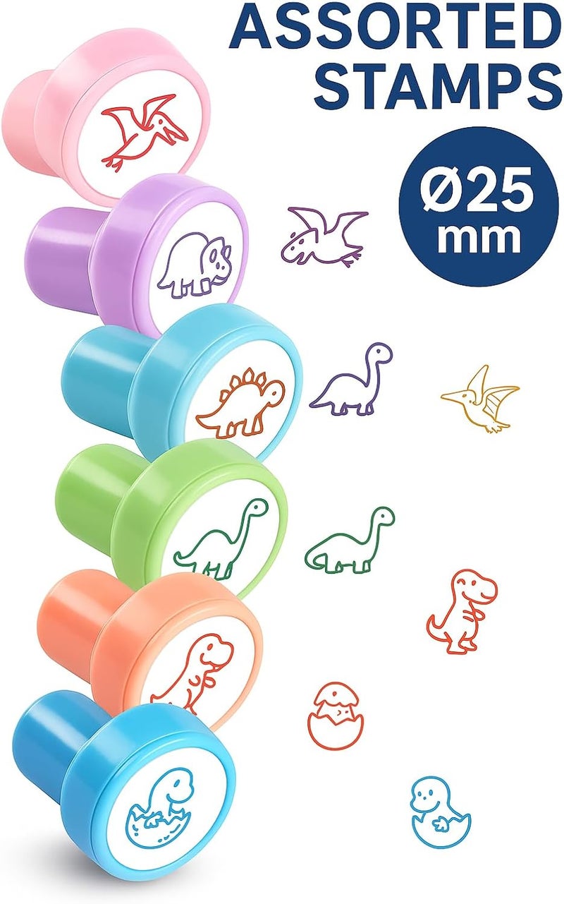FITTO 6 Pieces Assorted Dinosaur Stamps 25mm - Image 2