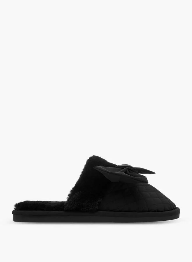 Le Confort Women's Quilted Bow Accent Bedroom Slippers