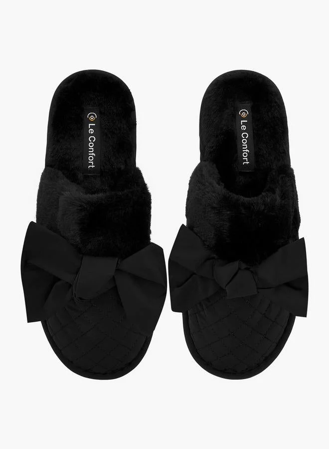 Le Confort Women's Quilted Bow Accent Bedroom Slippers