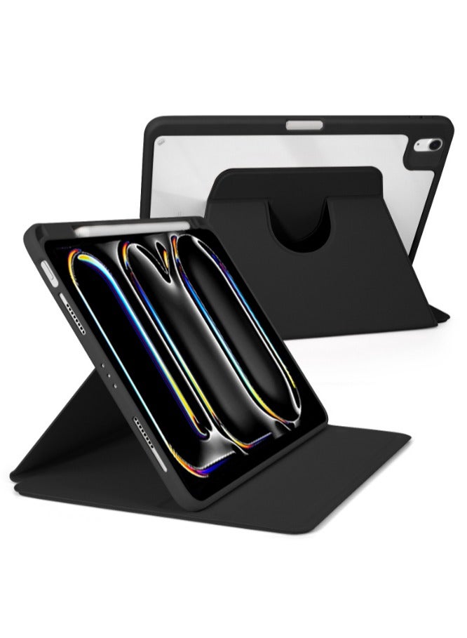 for iPad Air 2025 7th M3 13-Inch  Case Cover, Tablet Protective Case With Pen Slot, Acrylic 360 ° Rotating Design, Automatic Wake-up/sleep, Soft Leather, Black - Image 2