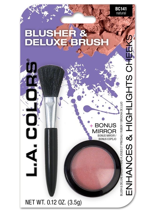 L.A. Colors Blusher and Deluxe Brush, Natural, 0.075 Ounce