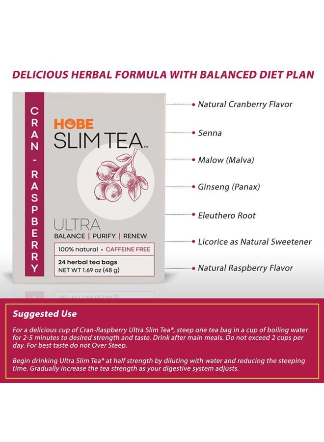 Hobe Labs Ultra Slim Tea, Cran-Raspberry, Tea Bags, 24 Count Box - Image 5