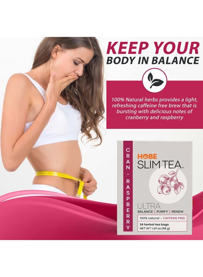 Hobe Labs Ultra Slim Tea, Cran-Raspberry, Tea Bags, 24 Count Box - Image 2