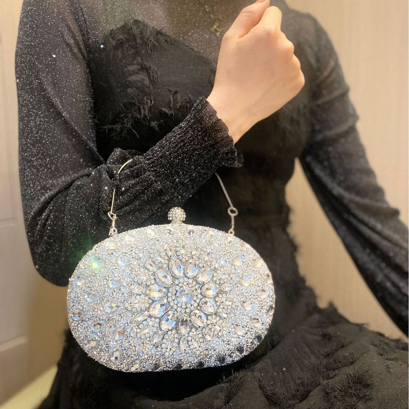 New Shell Bag Full Diamond Glitter Glass Rhinestone Bag Birthday Wedding Party Fashion Clutch Bag Dinner Bag - Image 2