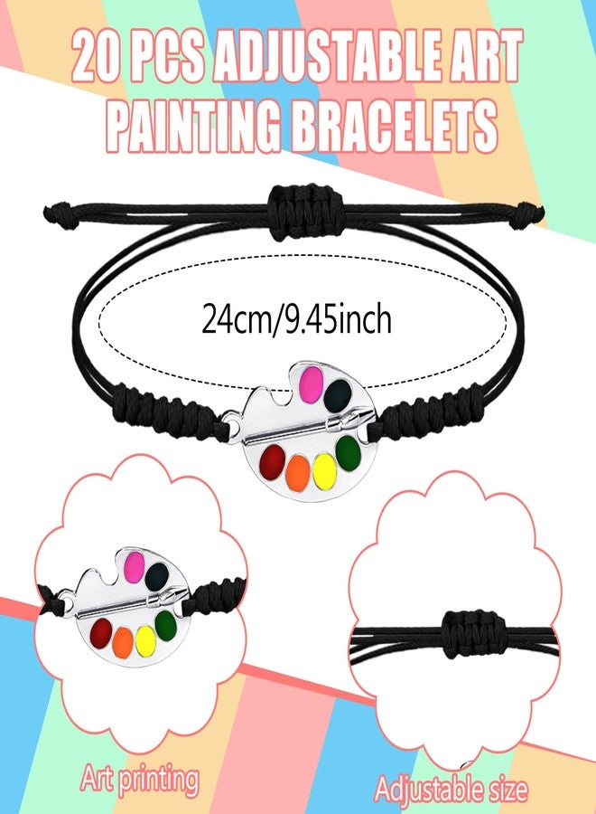 Landical 20 Pcs Art Paint Bracelets Party Favors Painter Artistic Bracelets with Paint Palette Jewelry Gifts for Art Graduation Birthday Party Favors, 10 Colors - Image 2