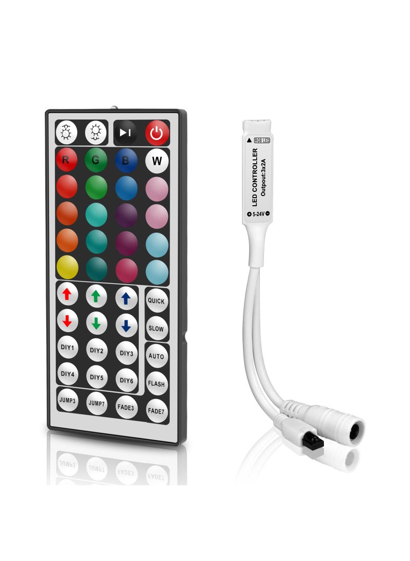 VIPMOON VIPMOON 44 Key IR RGB LED Strip Light Remote Controller, DC 5V-24V 4PIN Wireless Led Light Remote Replacement for SMD 5050 3528 2835 Adjust Speed/Brightness/Color  - Image 1