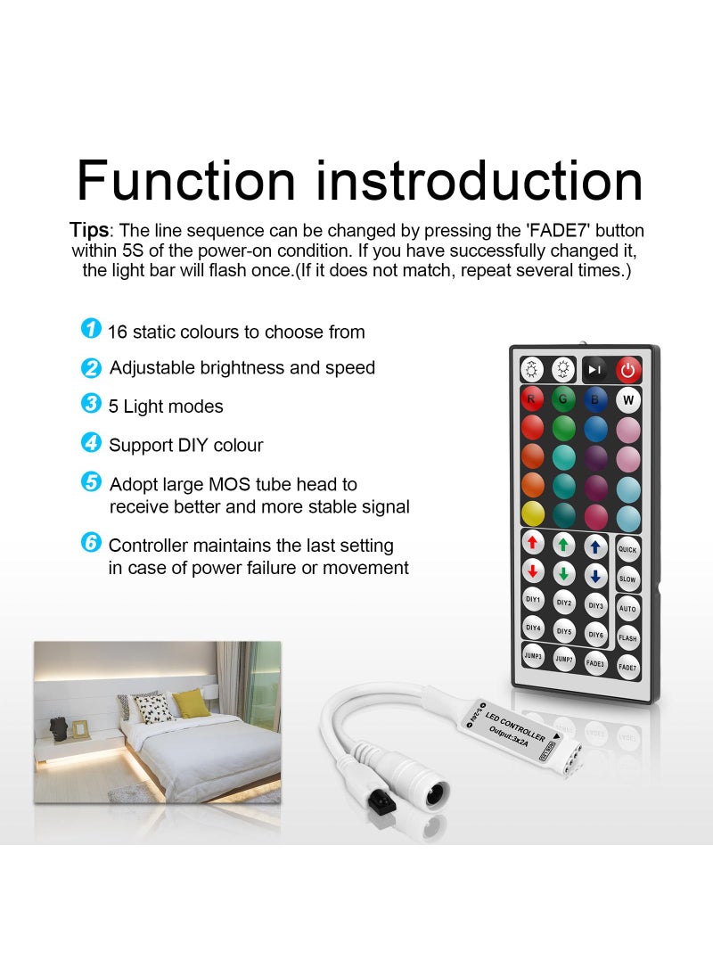 VIPMOON VIPMOON 44 Key IR RGB LED Strip Light Remote Controller, DC 5V-24V 4PIN Wireless Led Light Remote Replacement for SMD 5050 3528 2835 Adjust Speed/Brightness/Color  - Image 2
