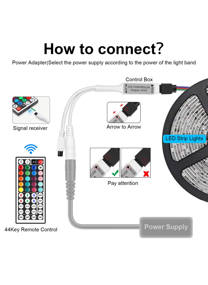 VIPMOON VIPMOON 44 Key IR RGB LED Strip Light Remote Controller, DC 5V-24V 4PIN Wireless Led Light Remote Replacement for SMD 5050 3528 2835 Adjust Speed/Brightness/Color  - Image 3