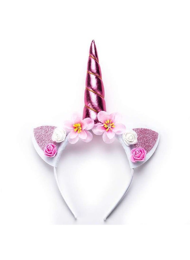 yongsheng Unicorn Cat Ear Headband Pink/White，The Crafty Owl Unicorn Horn Hat Party Hair Accessories Headband for Party, Festivals  - Image 1
