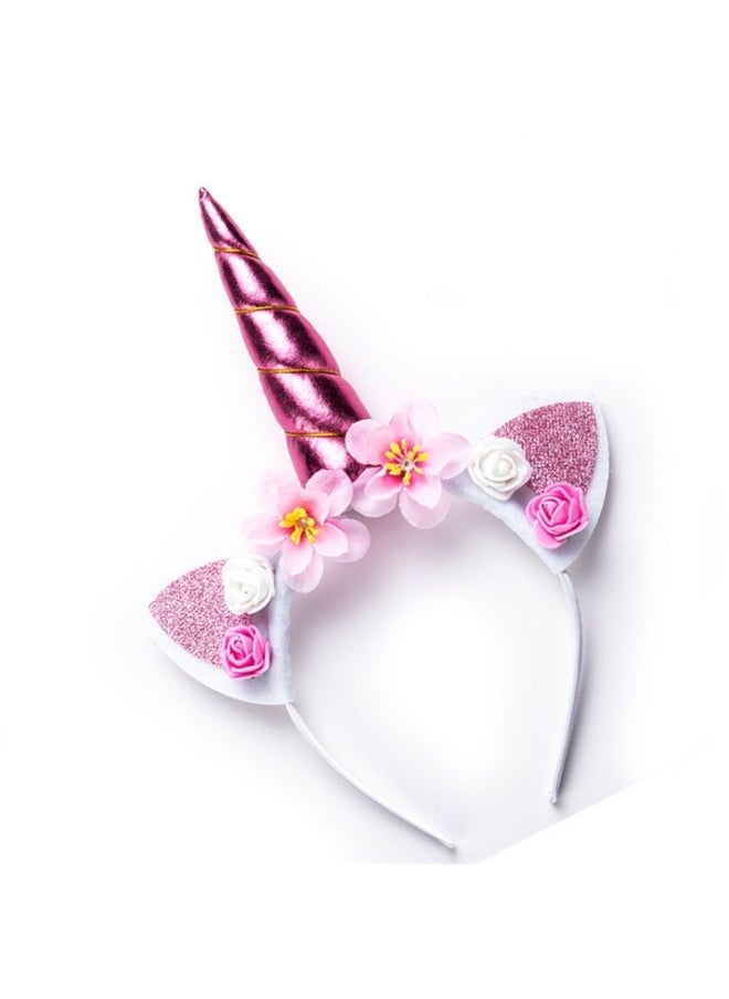 yongsheng Unicorn Cat Ear Headband Pink/White，The Crafty Owl Unicorn Horn Hat Party Hair Accessories Headband for Party, Festivals  - Image 3