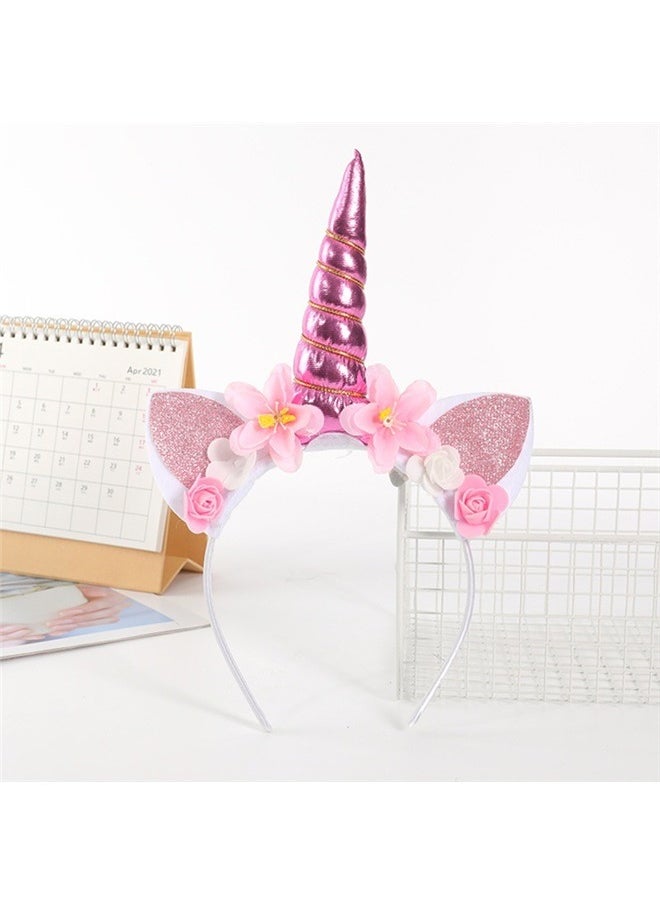 yongsheng Unicorn Cat Ear Headband Pink/White，The Crafty Owl Unicorn Horn Hat Party Hair Accessories Headband for Party, Festivals  - Image 4