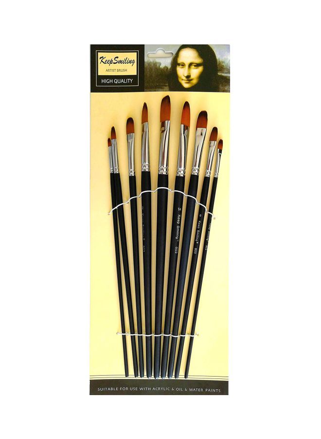 NIBEMINENT 9-Piece Artist Paint Brush Black/Silver