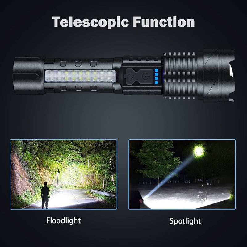 LETOUR LED Torch Rechargeable 20000 Lumens Super Bright Adjustable Focus Flashlight, 7 Light Modes IPX6 Waterproof Powerful Handheld Flash Light for Power Cuts, Emergency, Camping, Hiking, Outdoor - Image 4