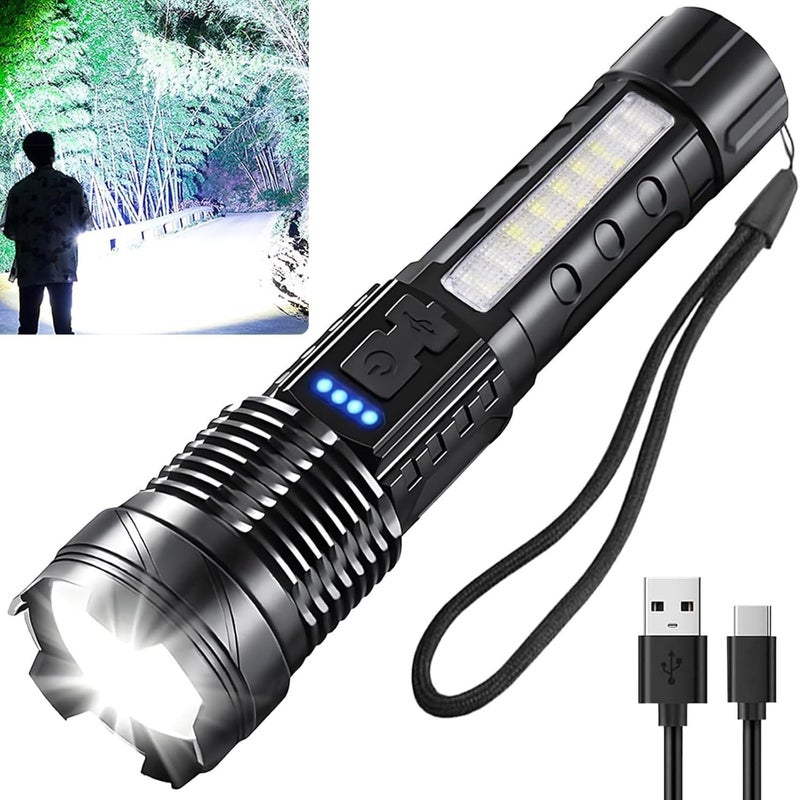 LETOUR LED Torch Rechargeable 20000 Lumens Super Bright Adjustable Focus Flashlight, 7 Light Modes IPX6 Waterproof Powerful Handheld Flash Light for Power Cuts, Emergency, Camping, Hiking, Outdoor - Image 1