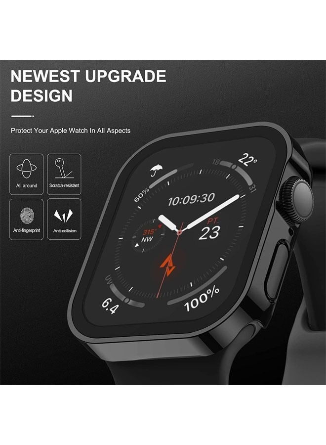 جراب واقٍ للشاشة مضاد للخدش من سلسلة Apple Watch 8/7 45 ملم مع فيلم مقوى عالي الدقة ، جهاز كمبيوتر صلب وفيلم فائق النحافة حساس للمس ، غطاء شاشة كاملة ، واقي خالٍ من الفقاعات أسود - Image 5