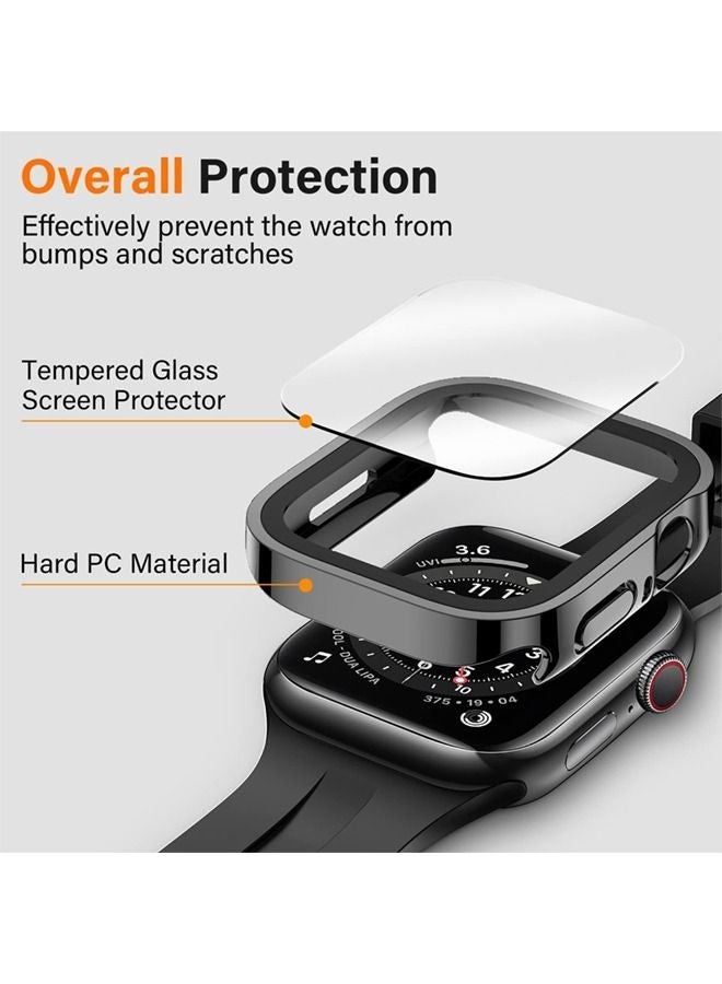 جراب واقٍ للشاشة مضاد للخدش من سلسلة Apple Watch 8/7 45 ملم مع فيلم مقوى عالي الدقة ، جهاز كمبيوتر صلب وفيلم فائق النحافة حساس للمس ، غطاء شاشة كاملة ، واقي خالٍ من الفقاعات أسود - Image 4