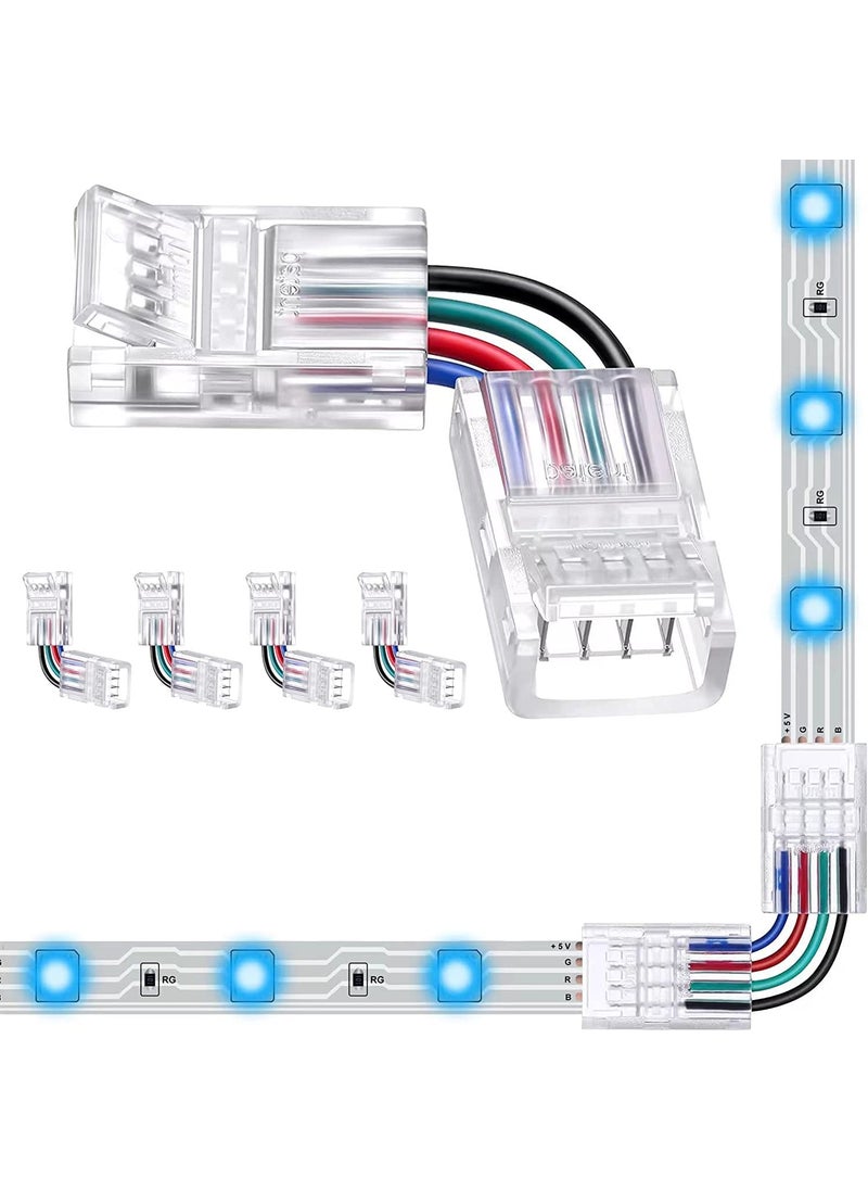 protium protium L Shape 4Pin Rgb Led Light Strip Connectors 10Mm Wide Right Angle Corner Solderless Adapter Terminal Extension Connector For 5050 Smd 4 Pin Strips White  - Image 1