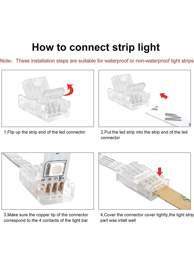 protium protium L Shape 4Pin Rgb Led Light Strip Connectors 10Mm Wide Right Angle Corner Solderless Adapter Terminal Extension Connector For 5050 Smd 4 Pin Strips White  - Image 4