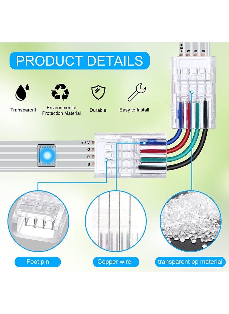 protium protium L Shape 4Pin Rgb Led Light Strip Connectors 10Mm Wide Right Angle Corner Solderless Adapter Terminal Extension Connector For 5050 Smd 4 Pin Strips White  - Image 2