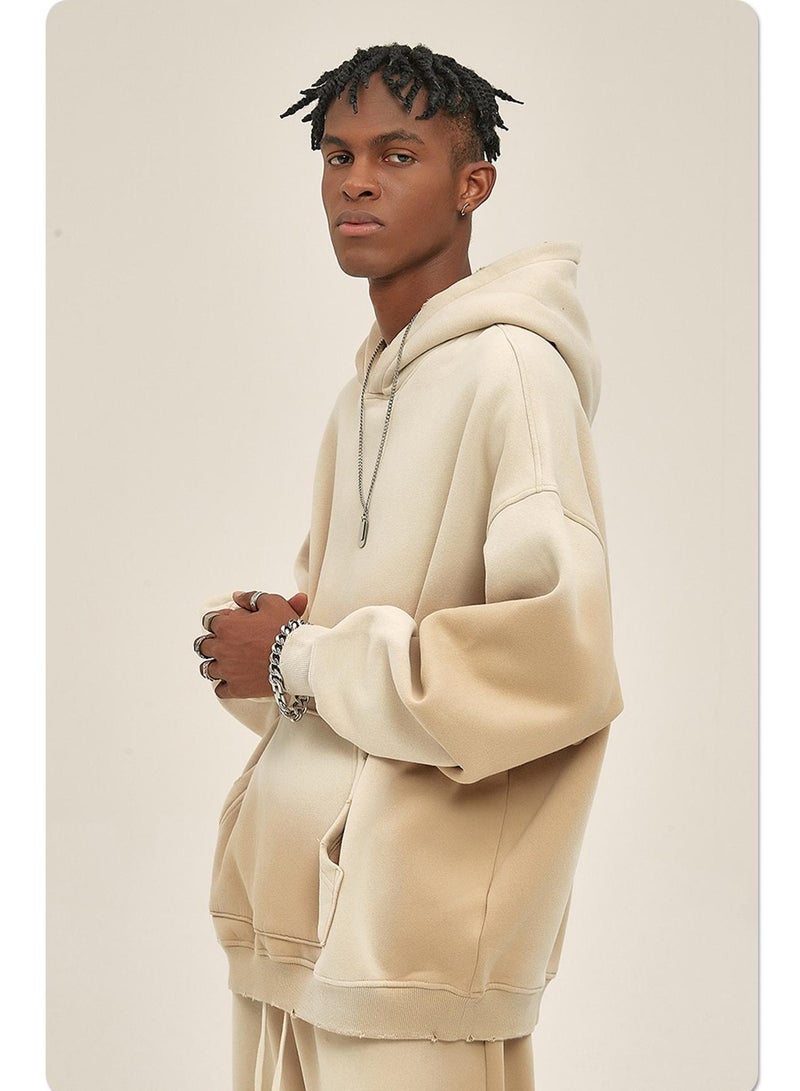 NIBEMINENT Autumn and Winter Washing Spray Dyeing Baggy Hoodies Distressed Hip Hop Gradient Men's and Women's  Hooded Sweatshirts - Image 3