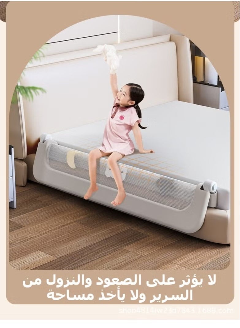 bbet - Bed Rail , 200CM Bed Guard Rail for Toddlers Bed Railing for Kids Bed Side Protector Baby Bed Barrier Swing Down Height Adjustable Folding up Extra Tall Bed Fence for Toddlers with Reinforced Anchor Baby Bed Safety Side Railing Guards for Twin, Queen, King, Full Size Bed,Grey - Image 1