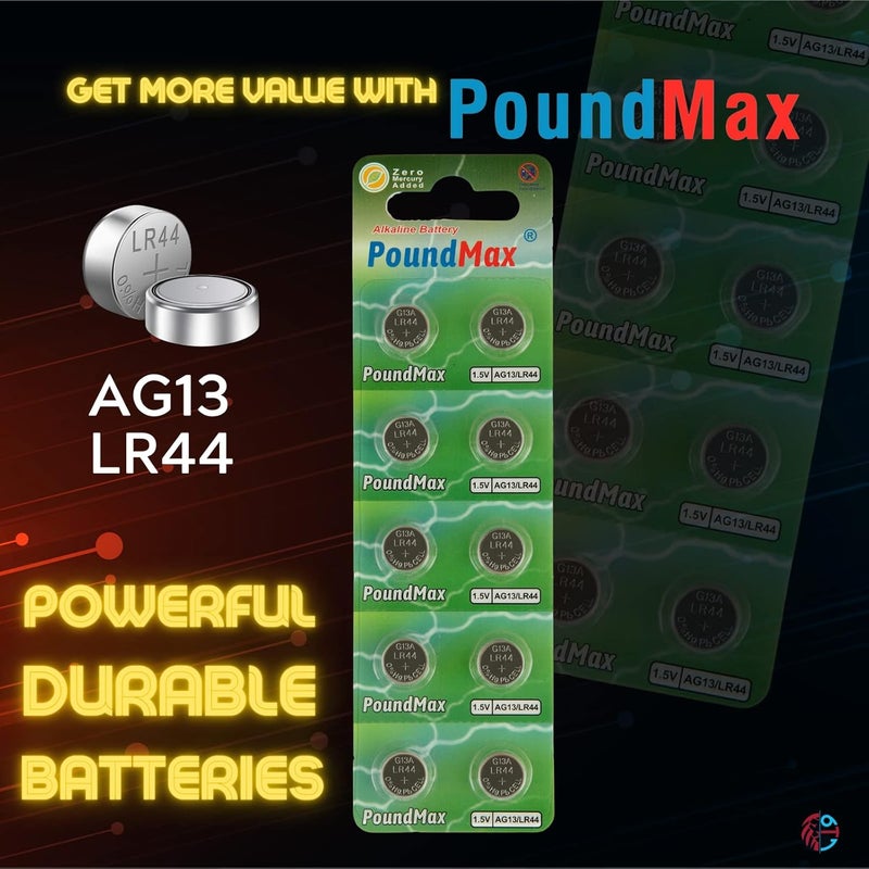 PoundMax 10 x AG13 LR44 1.5V Alkaline Button Cell Battery - Image 3