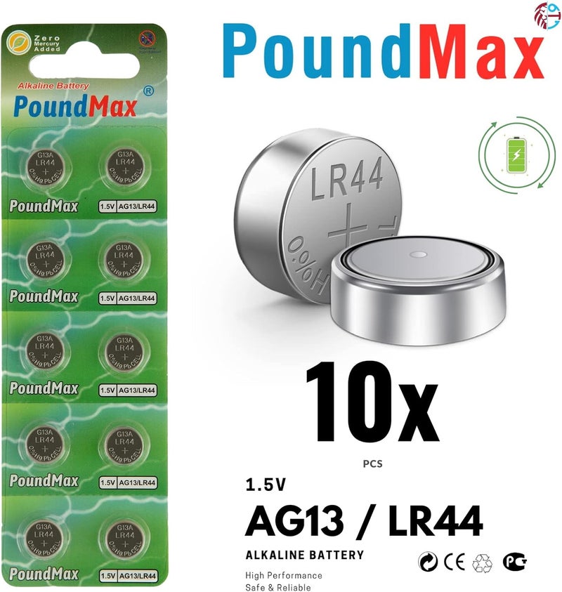 PoundMax 10 x AG13 LR44 1.5V Alkaline Button Cell Battery - Image 2