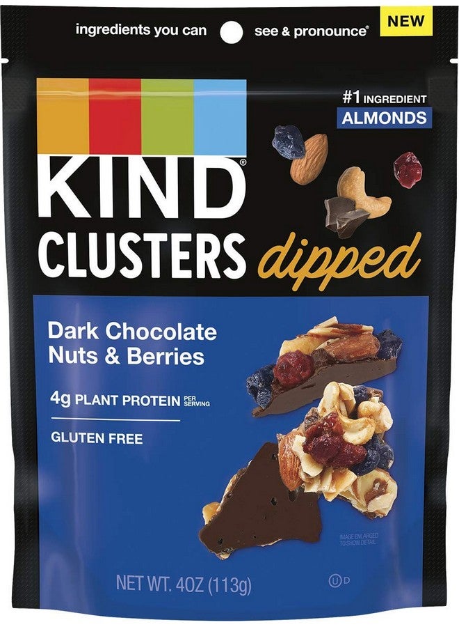 KIND Snack Clusters Dipped, Dark Chocolate Nuts & Berries, Gluten Free, 4g Protein, 4 Ounce , 8Count - Image 1