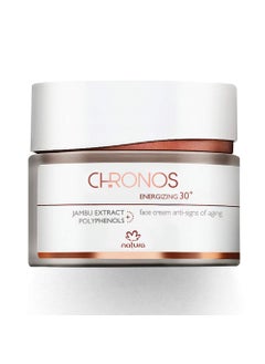 Natura natura Chronos Energizing 30 Face Cream  AntiSigns of Aging Moisturizer with Polyphenols  Jambu Extract Correcting Fine Lines  Stimulates Collagen  Elastin Production  Vegan Skincare  40g 